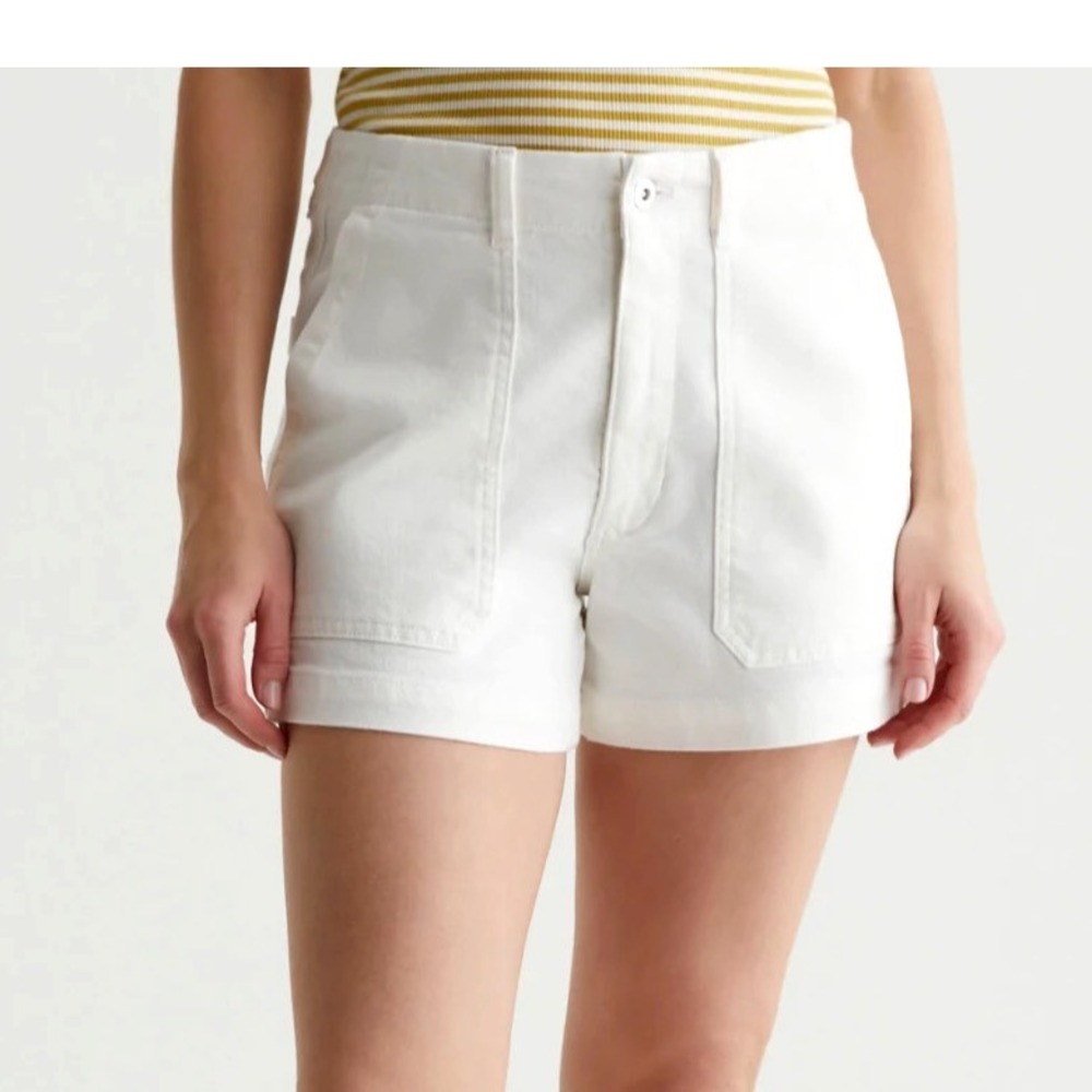 GAP Women's WHITE Denim VINTAGE UTILITY LOOK Mid-Rise 5" JEAN SHORTS Sz 12/31